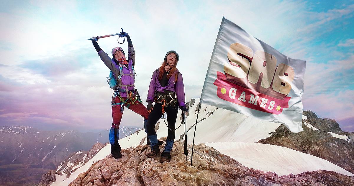 SABGAMES flag at the top of the mountain